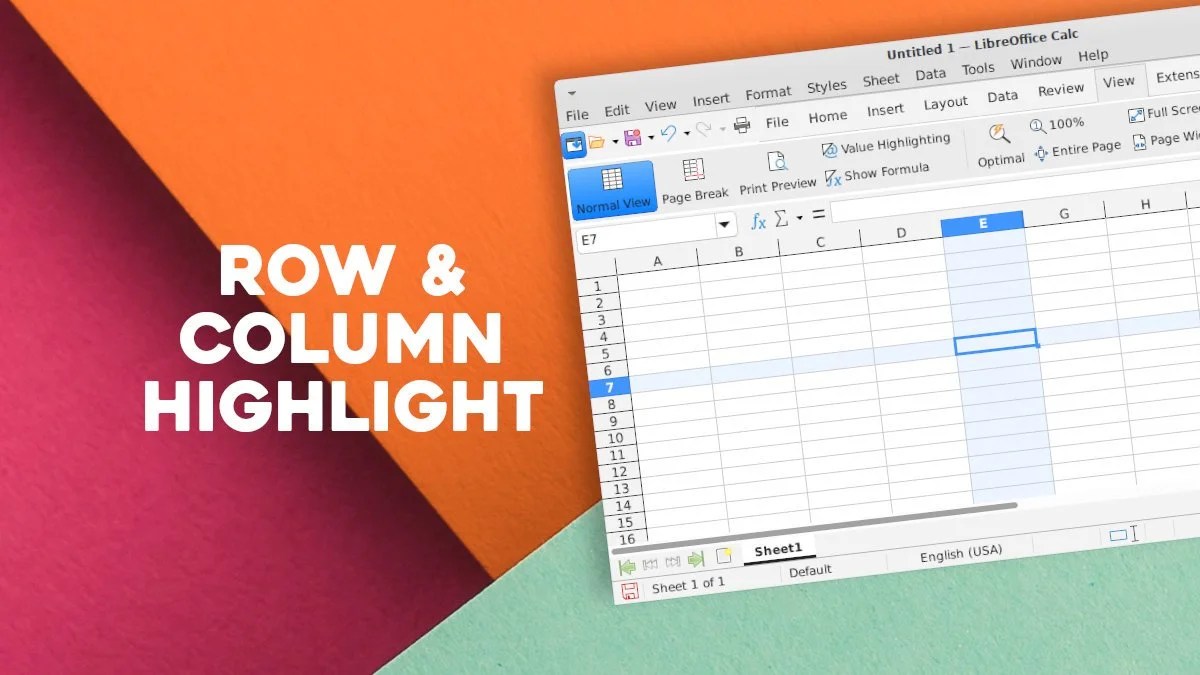 Highlight rows and columns of active cell in LibreOffice Calc