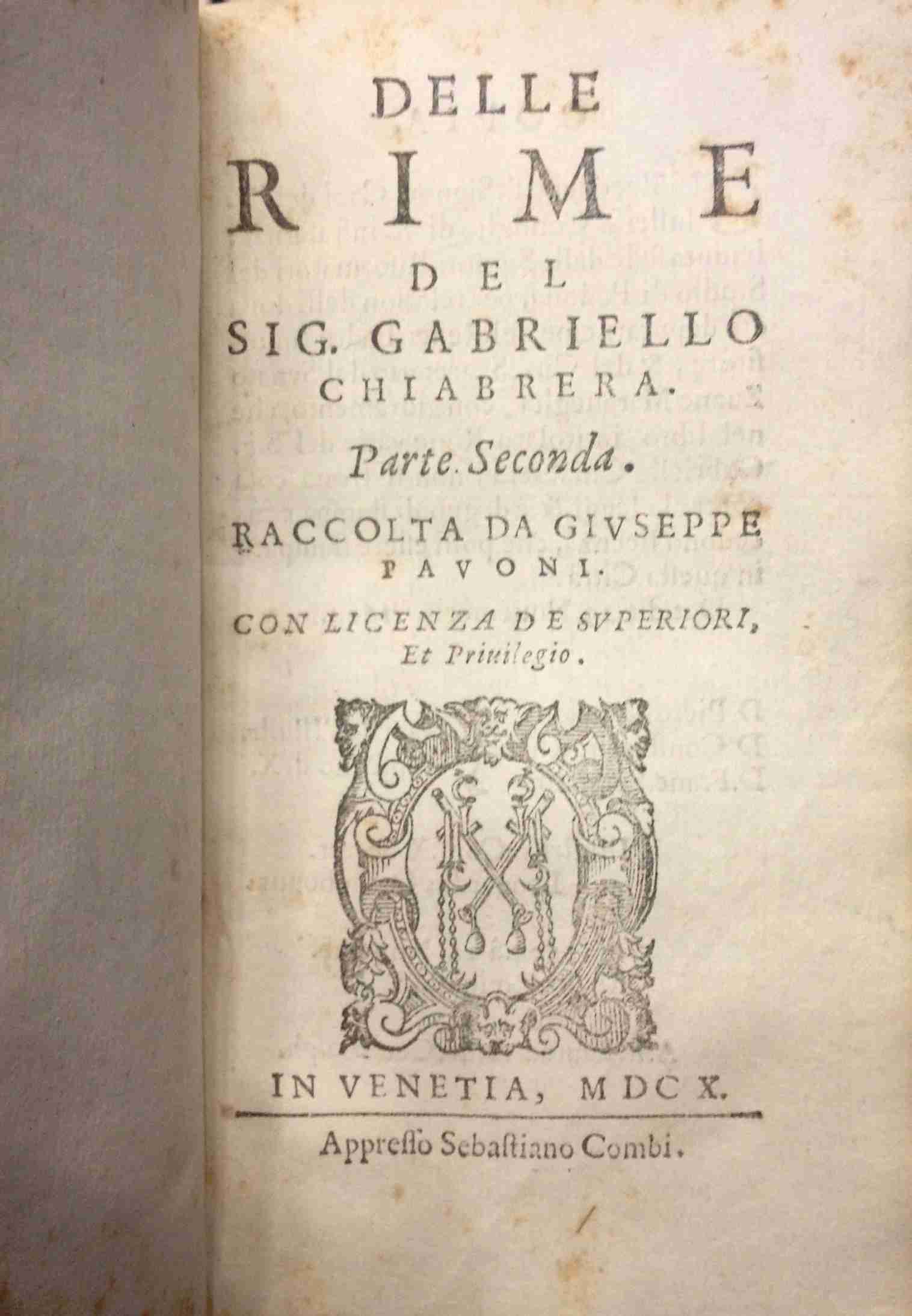 DELLE RIME Gabriello Chiabrera Libreria Mazzini