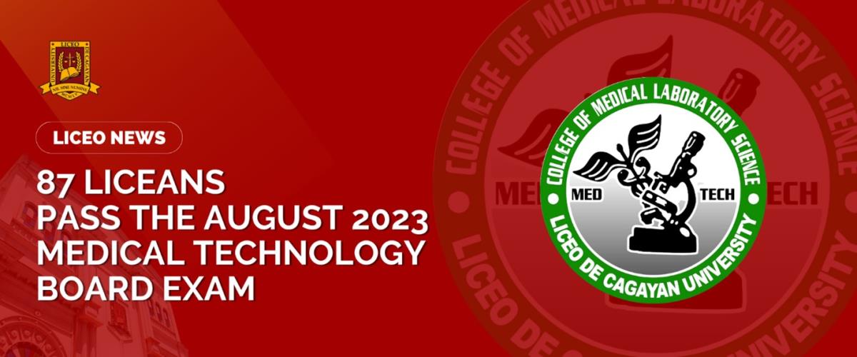 87 LICEANS PASS THE AUGUST 2023 MEDICAL TECHNOLOGY BOARD EXAM