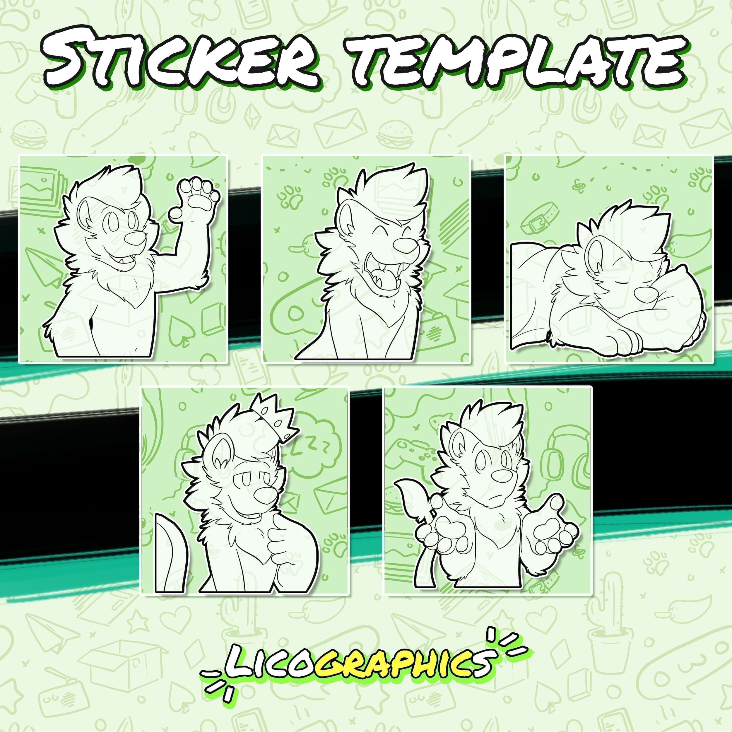 Lion stickers Licographics