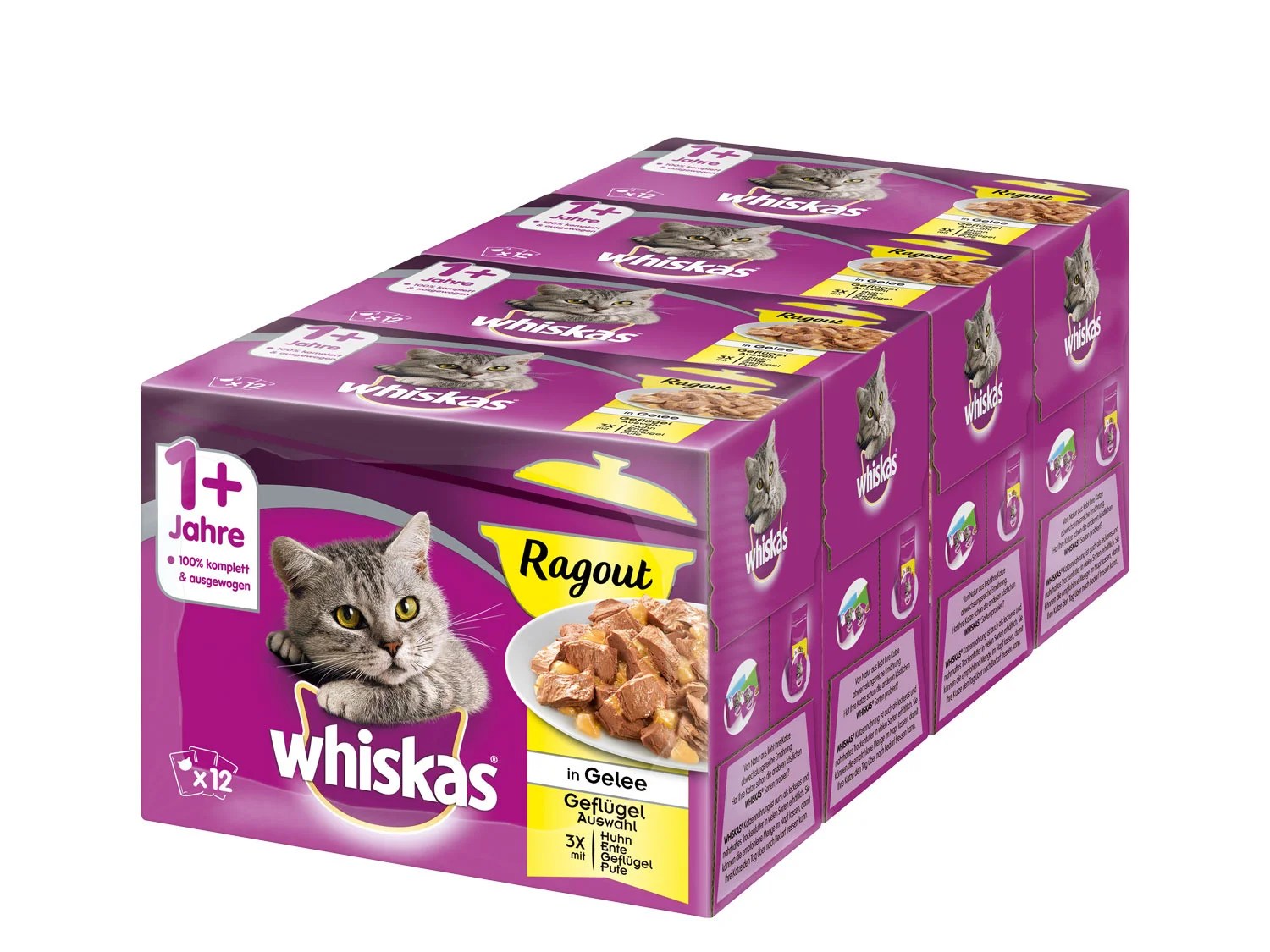 Whiskas 1+ Multipack Ragout Gefügelauswahl in Gelee, 4…