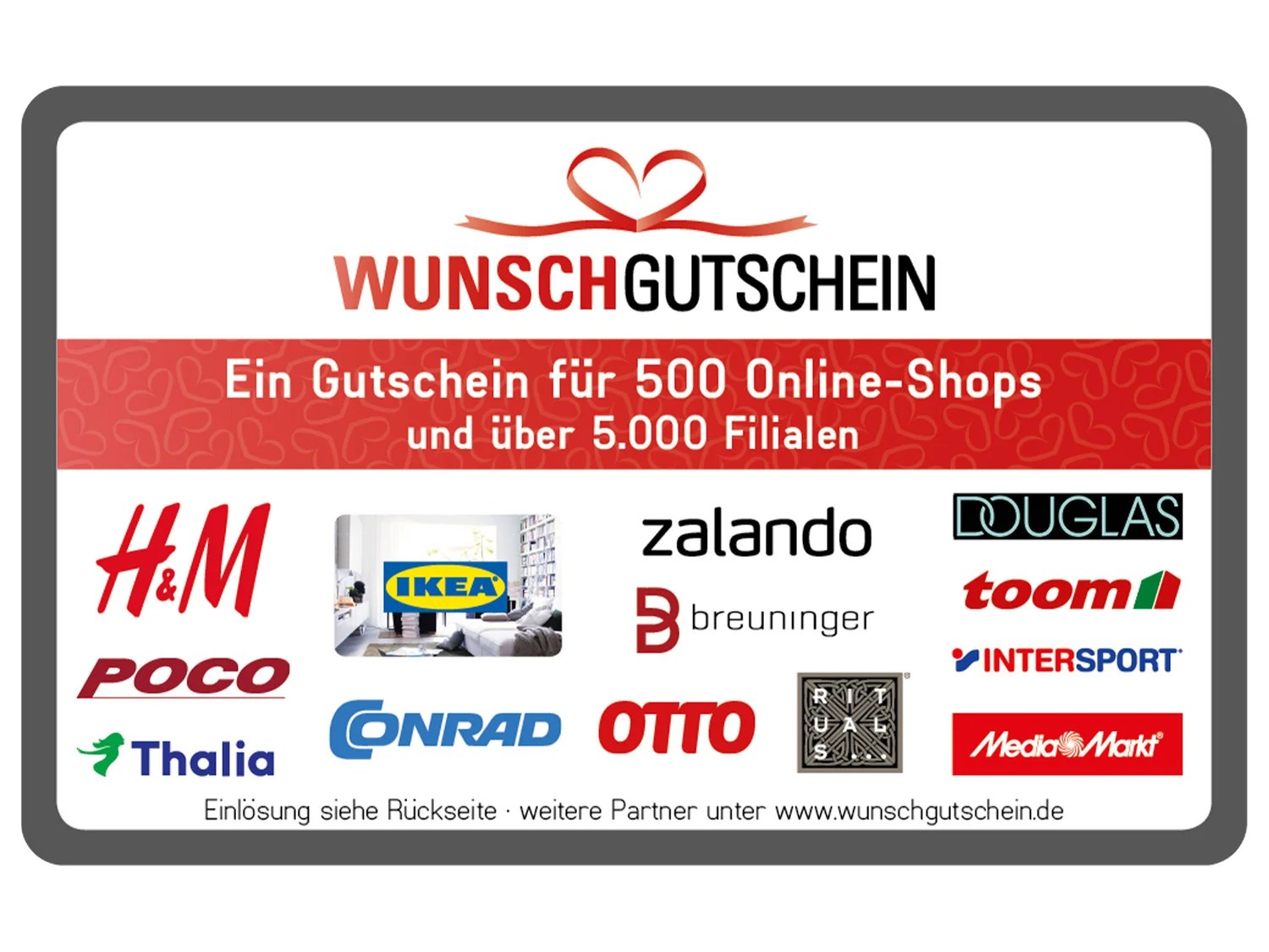 Wunschgutschein Digital Code 15€ online kaufen LIDL