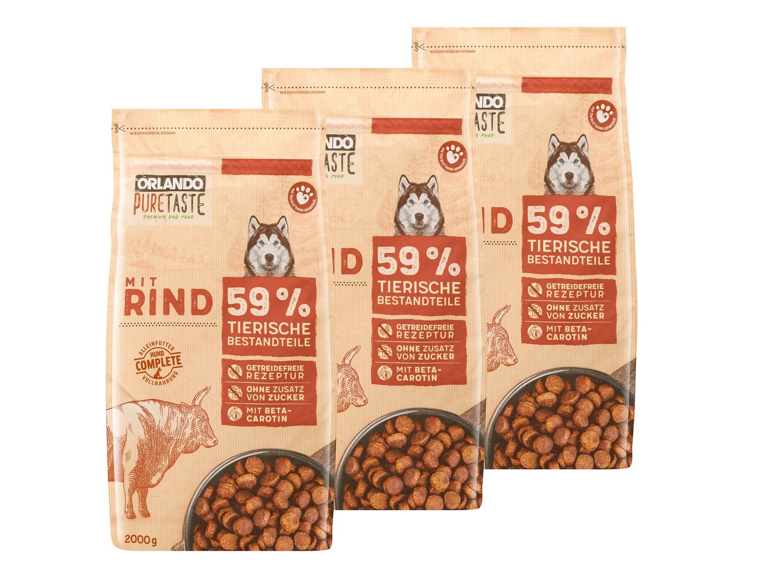 ᐉ ORLANDO Pure Taste Hundetrockennahrung mit Rind, 3 x 2 kg / DE / Price Compare Lidl Tools.eu