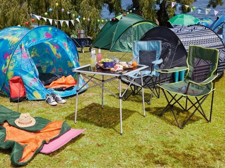 CRIVIT® Campingstuhl, faltbar, verstellbare Armlehnen, integrierter