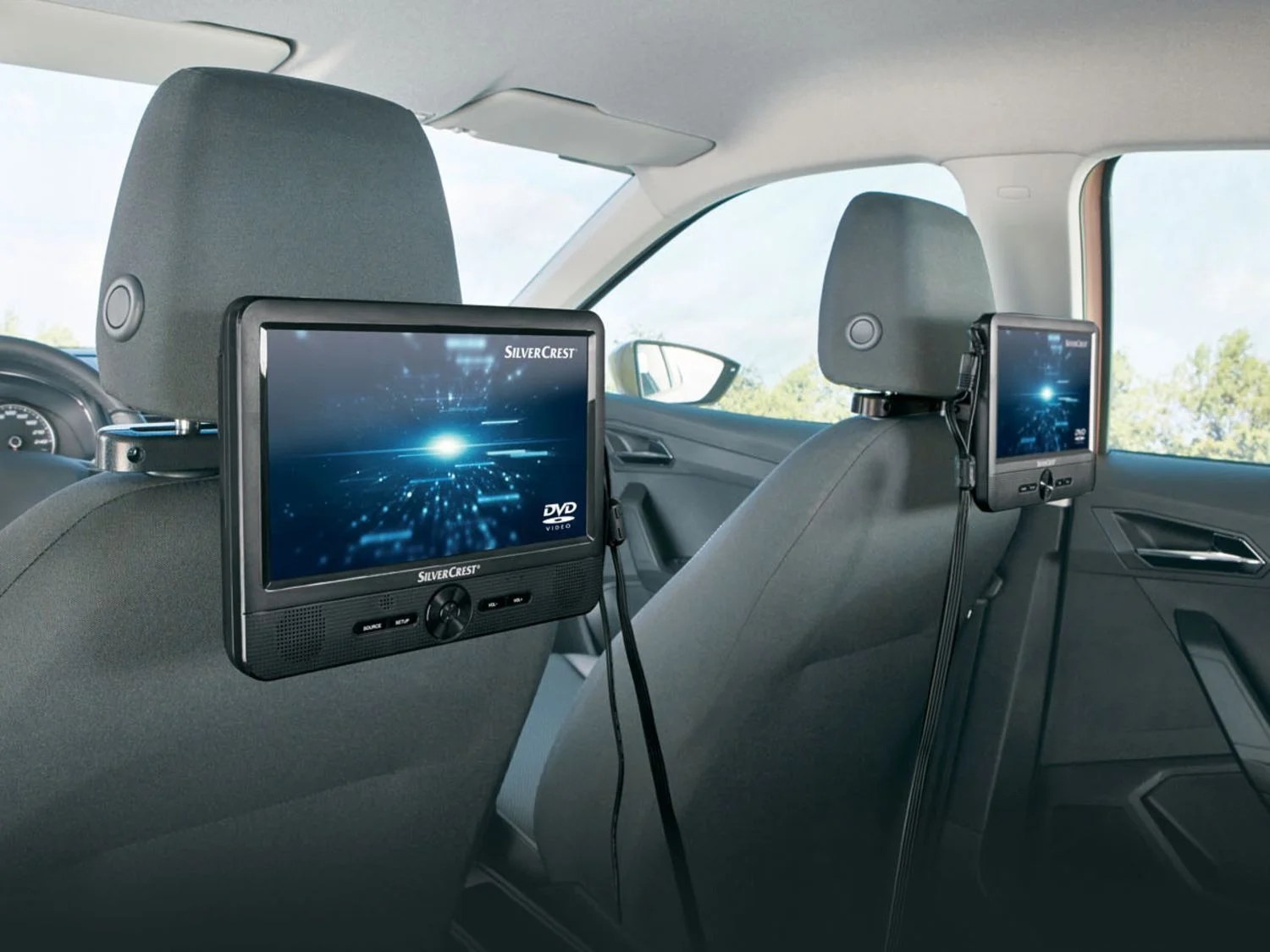 SILVERCREST® Portabler DVD Player mit 2 x 9 Bildschirm…