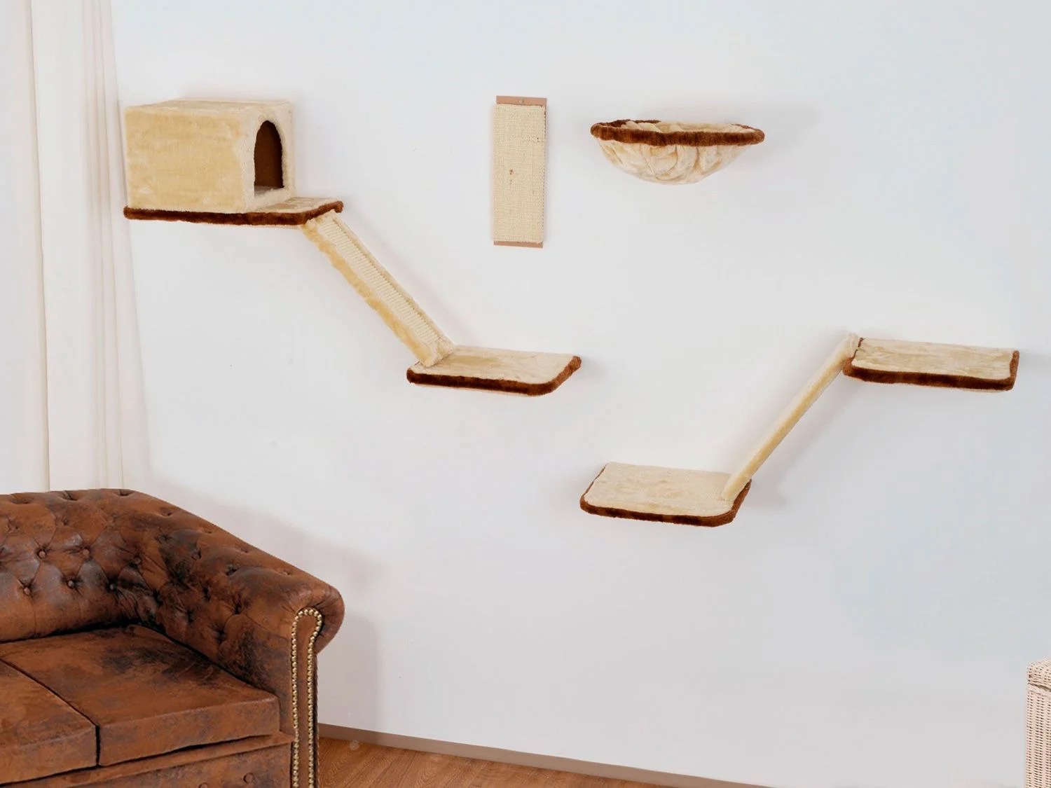 SILVIO design KatzenKletterwand mit Treppe, 8teilig, individuelle