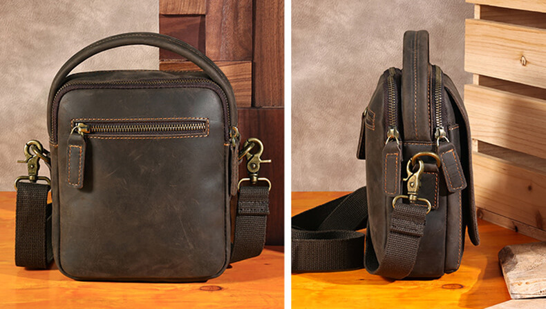 kleine Vintage Umhängetasche Leder für Handy Handytasche für Damen und