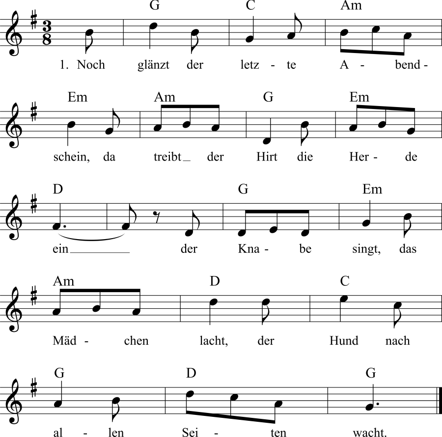 Hirte (Noch glänzet der letzte Abendschein) Noten, Liedtext, MIDI