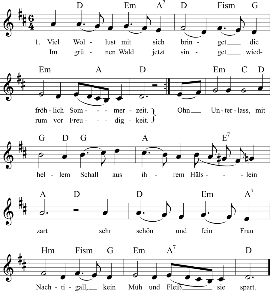 Viel Wollust mit sich bringet Noten, Liedtext, MIDI, Akkorde
