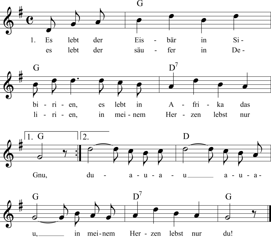 Es lebt der Eisbär in Sibirien Noten, Liedtext, MIDI, Akkorde