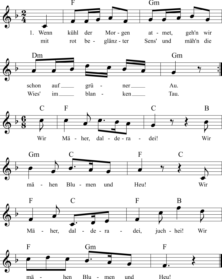 Wenn kühl der atmet Noten, Liedtext, MIDI, Akkorde