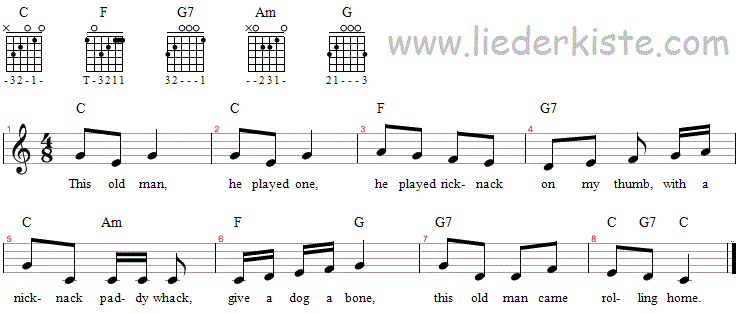 This old man, Notenblatt