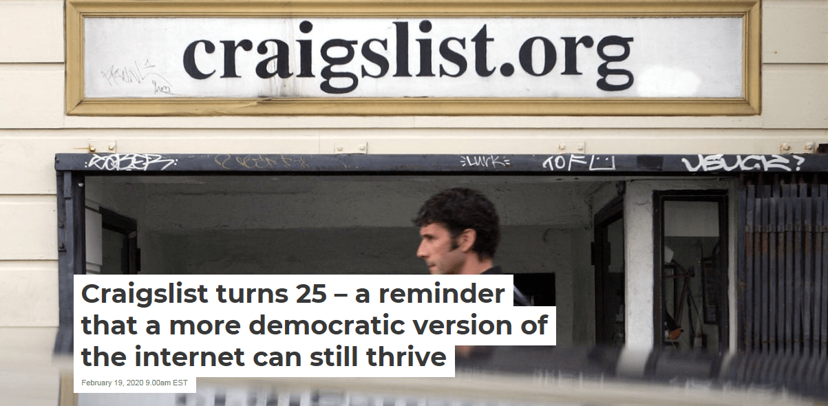 Craigslist turns 25 a reminder that a more democratic version of the
