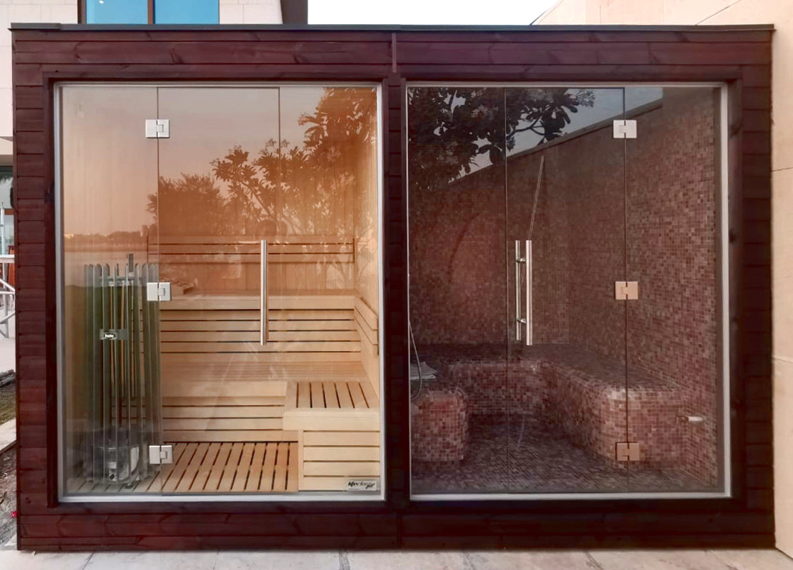 Struttura da esterno con bagno turco e sauna Lifeclass