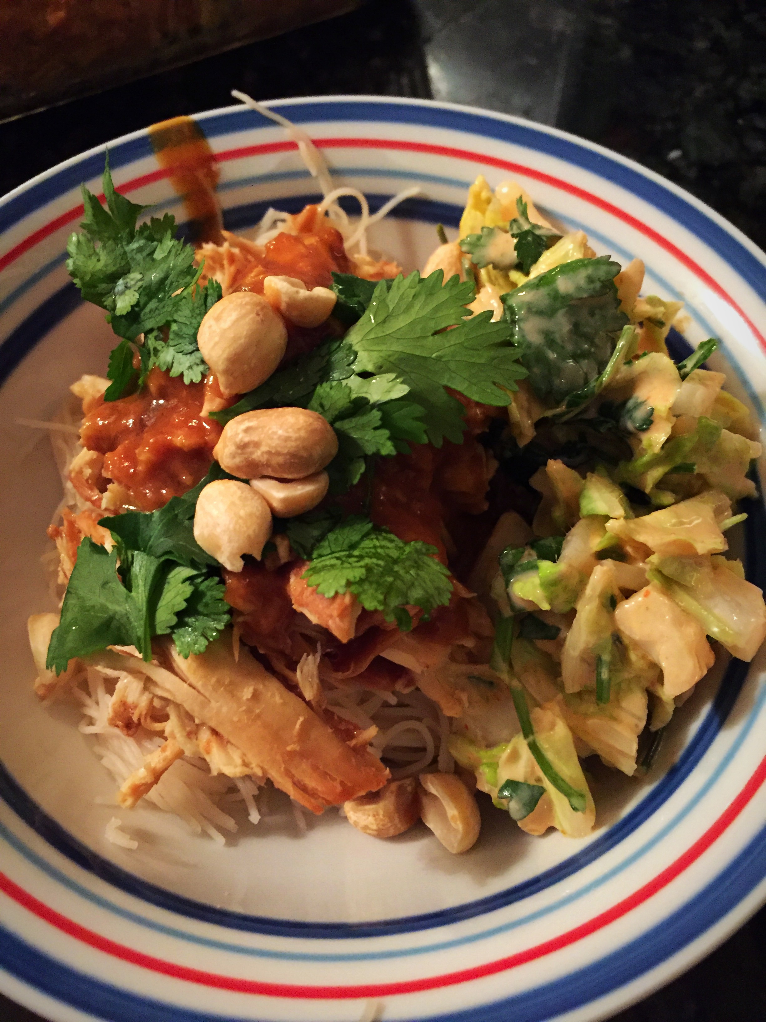 Thai Chicken Noodle Bowls with Peanut Sauce and Spicy Slaw Life's A