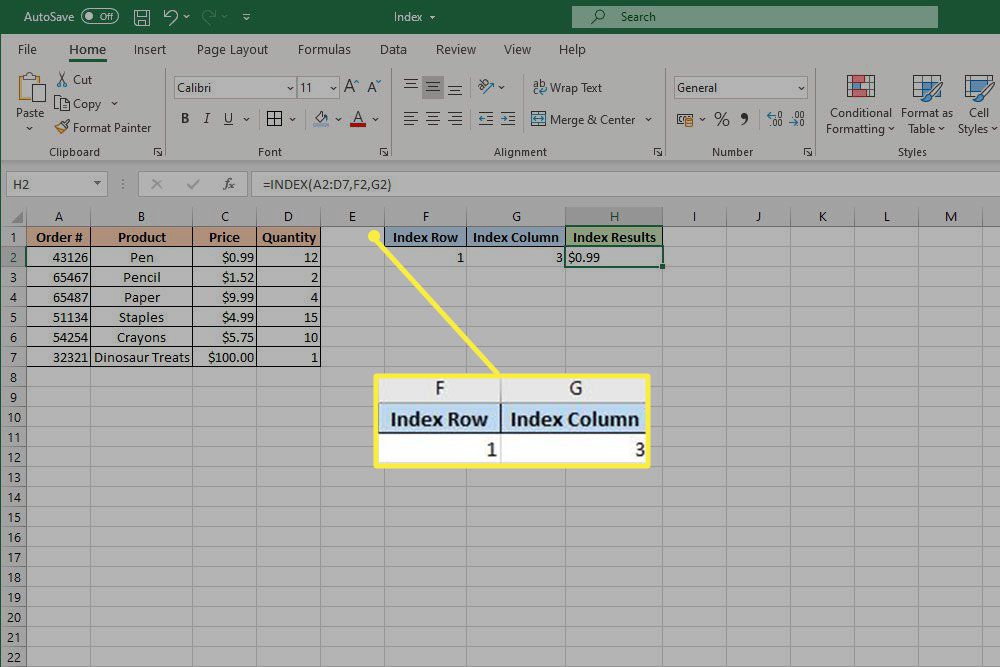 How to Use the Excel INDEX Function