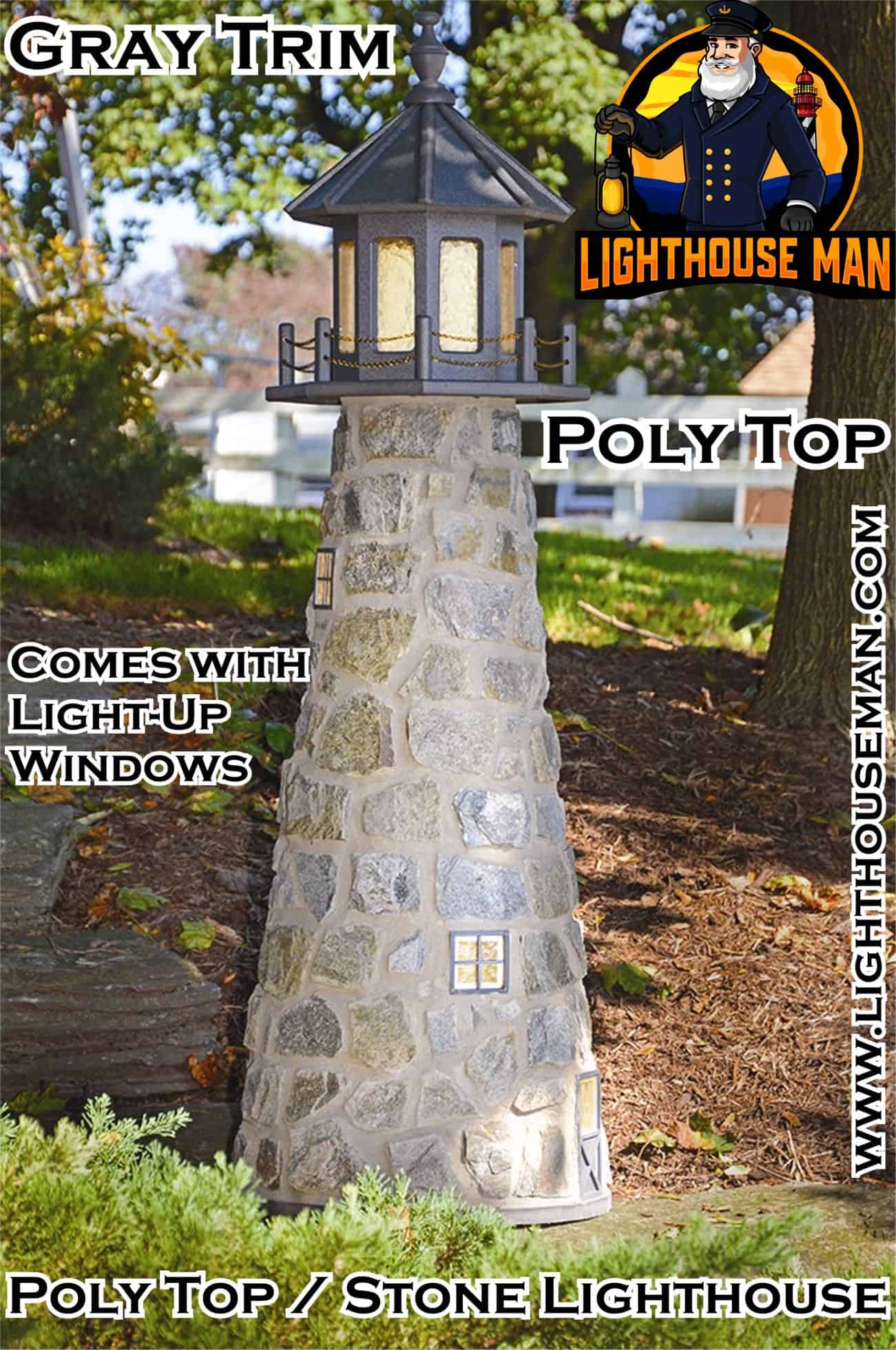 Amish Handcrafted Stone Lighthouse Yard Ornaments