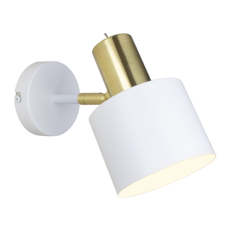 ARI SWITCHED WHITE BRUSHED/BRASS WALL LIGHT Lightingplus