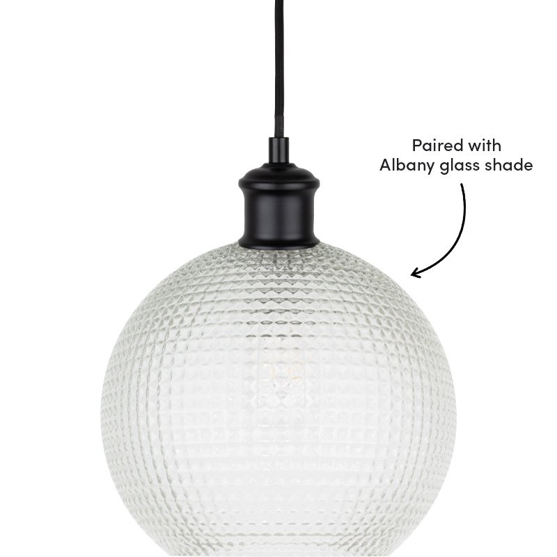 ALBANY MATT BLACK CORD SUSPENSION Lightingplus