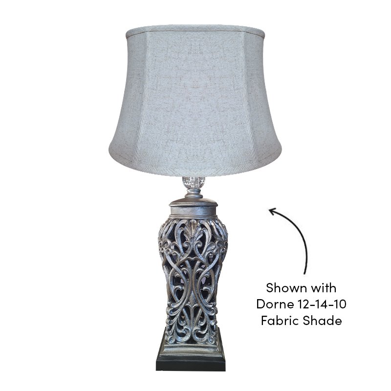 DORNE.43 ANT.SILVER RESIN LAMP BASE Lightingplus