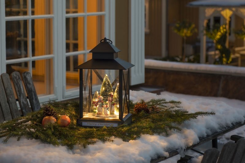 KONSTSMIDE No. 4342000 Laterne groß Schneemänner 46 Dioden 8 Stunden Timer warm weiß Outdoor