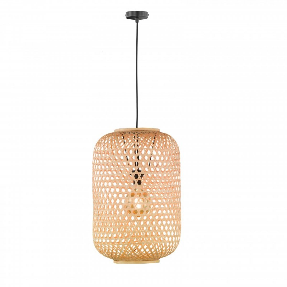 SCHÖNER WOHNENKollektion Pendelleuchte CALLA Rattanschirm 40 schwarz