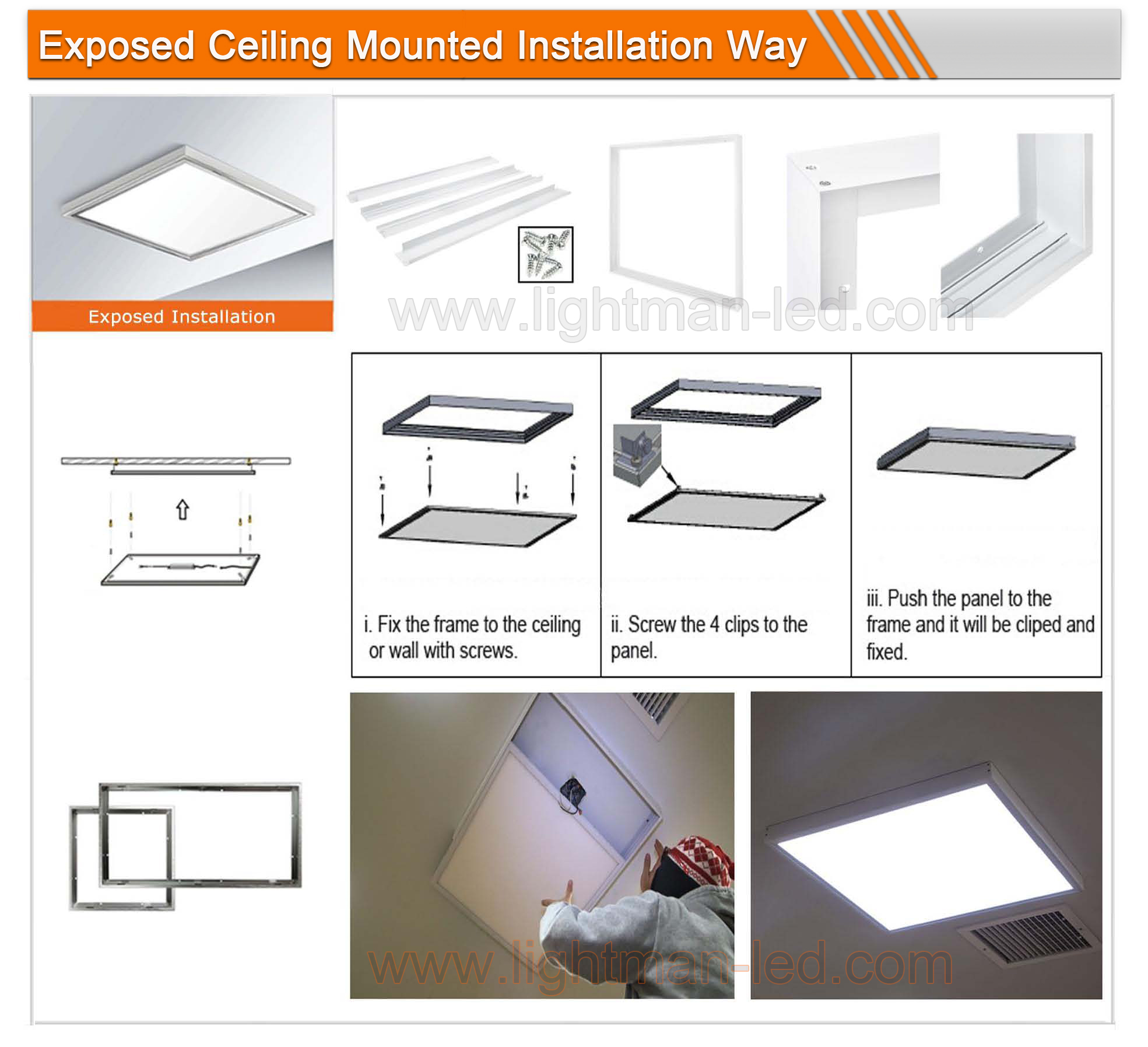 LED Panel Light Surface Mount Ceiling Frame Kit_Shenzhen Lightman