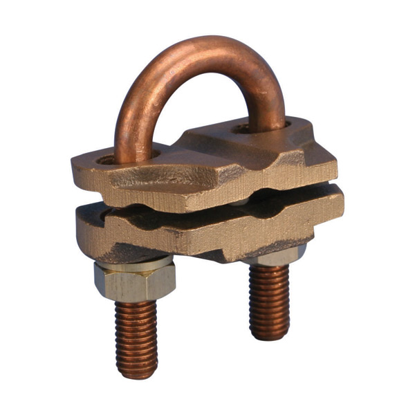 GUV16070 Ground Rod Clamp, UBolt, Bare, One Conductor, Copper, Bronze