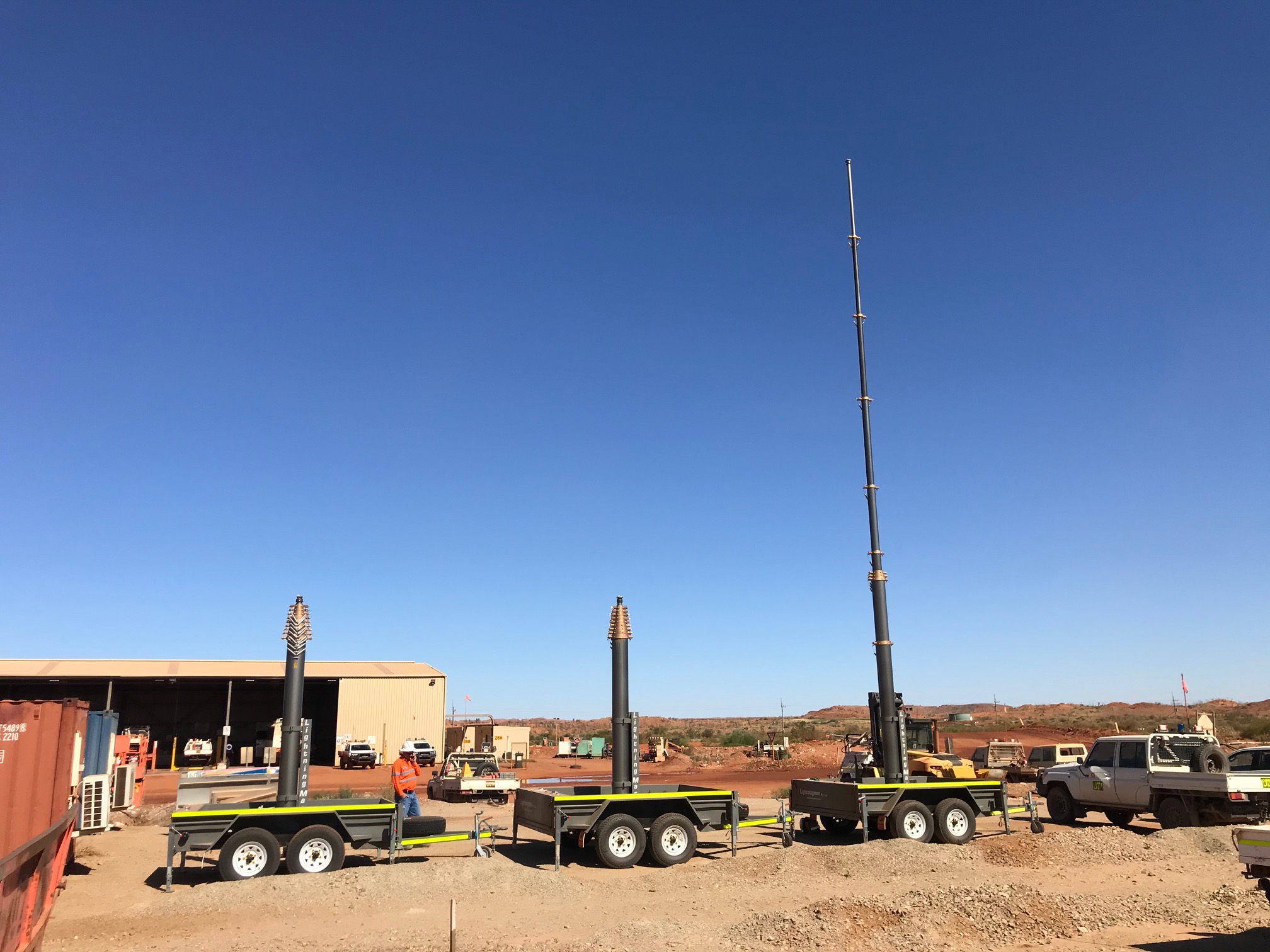 LightningMast Safe Productivity trailer mounted LPS Lightning Man