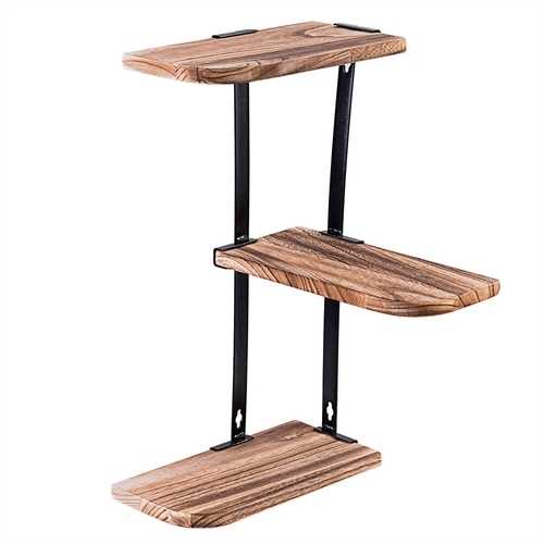 Wall Corner Shelves 3Tier Rustic Wood Floating Storage Shelves