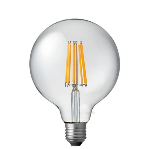 LED globe 125 8w clear filament E27 2700k 1055 Lm Malta Bulbs