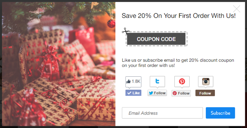 How coupon popups can grow your email list and get your online store