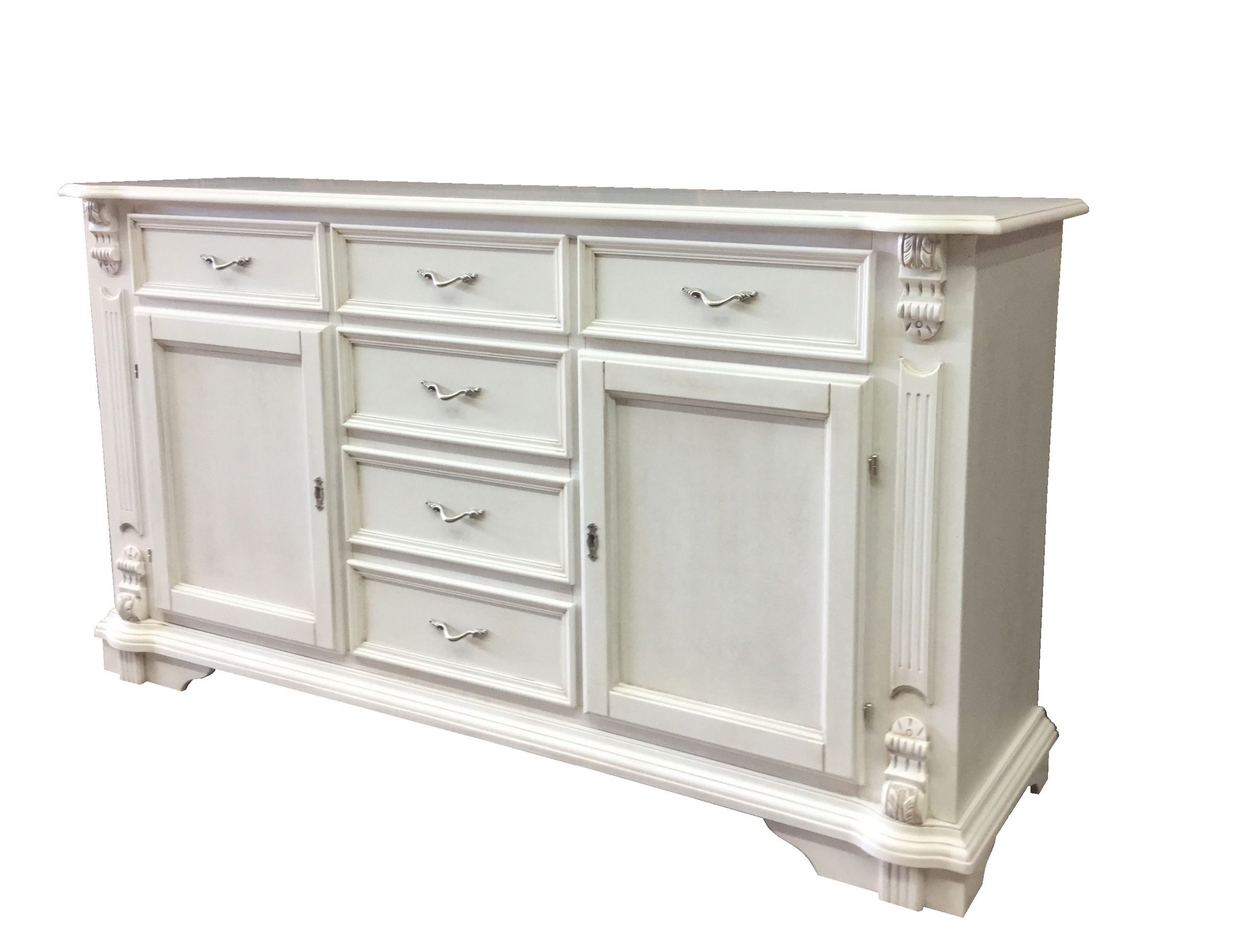 Credenza classica con fregi intagliati laccato bianco Lignum Veritas