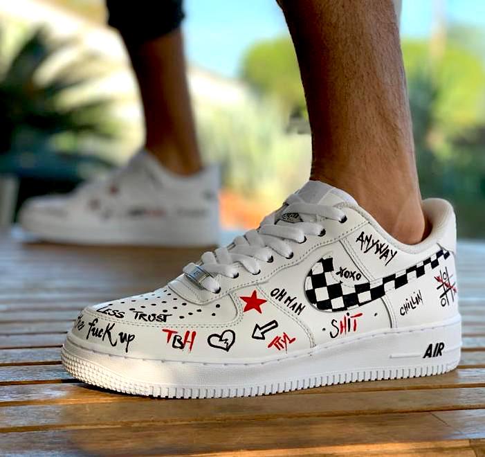 Nike Air Force One Custom Dipinte A mano Tattoo Lillylab Scarpe