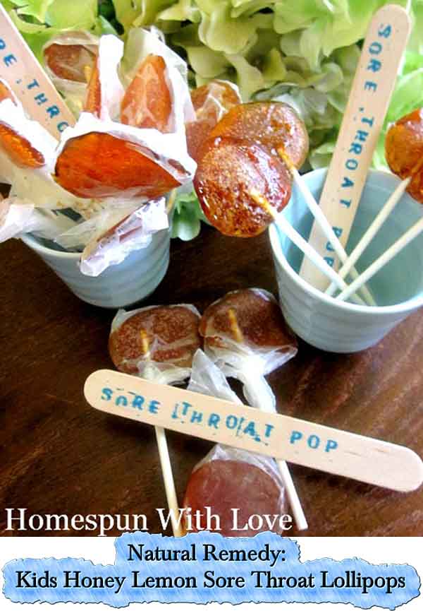 Natural Remedy Kids Honey Lemon Sore Throat Lollipops