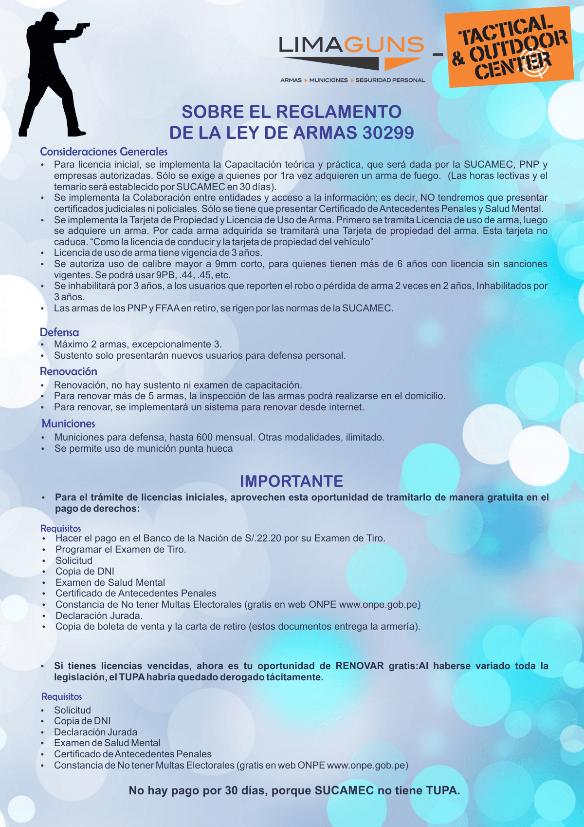 Resumen de ley de Nueva de Armas LimaGuns Armas, Municiones y