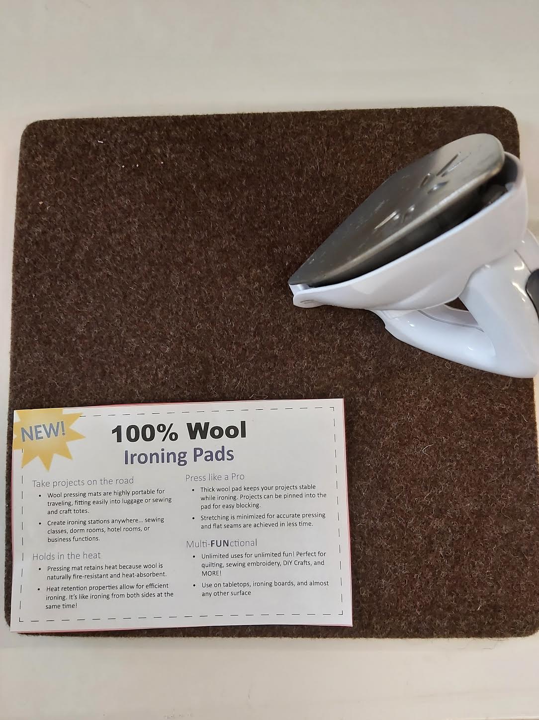 100 Wool Ironing Pad 12″ x 12″ Limerick Quilt Centre Quilt fabric