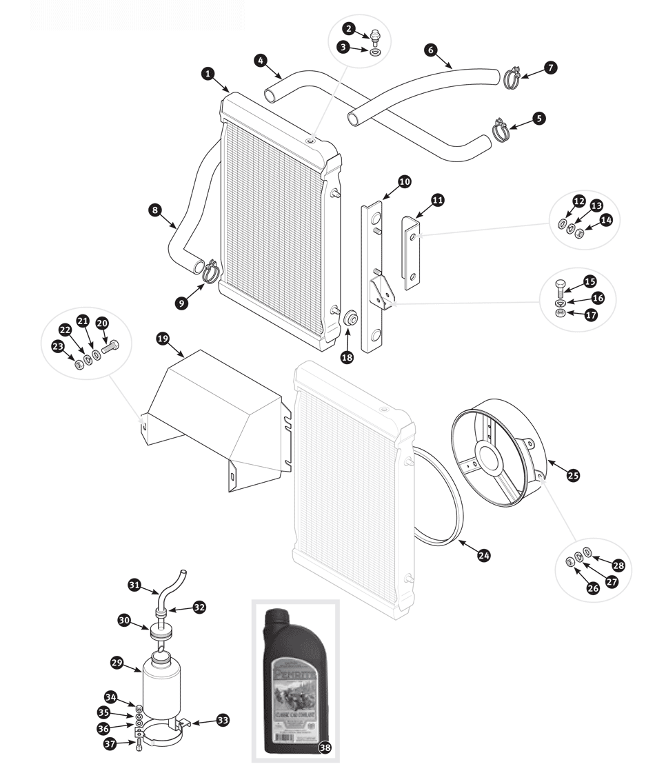 Radiator and radiator hoses USA specification from January 1979