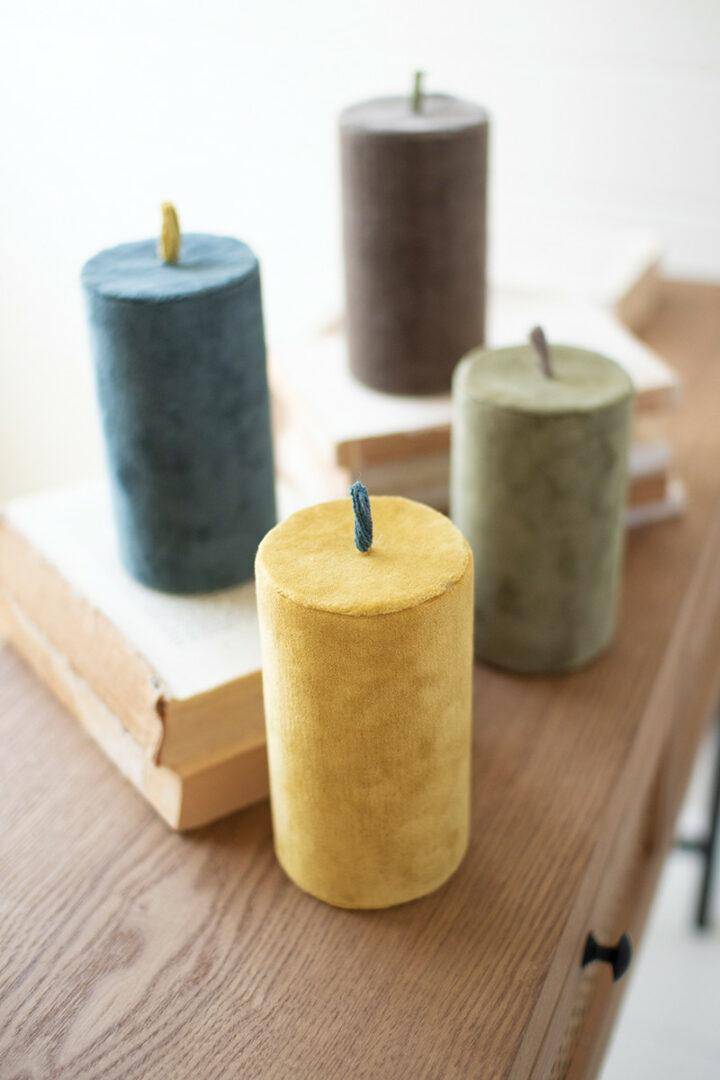 Faux Velvet Pillar Candle Linabella