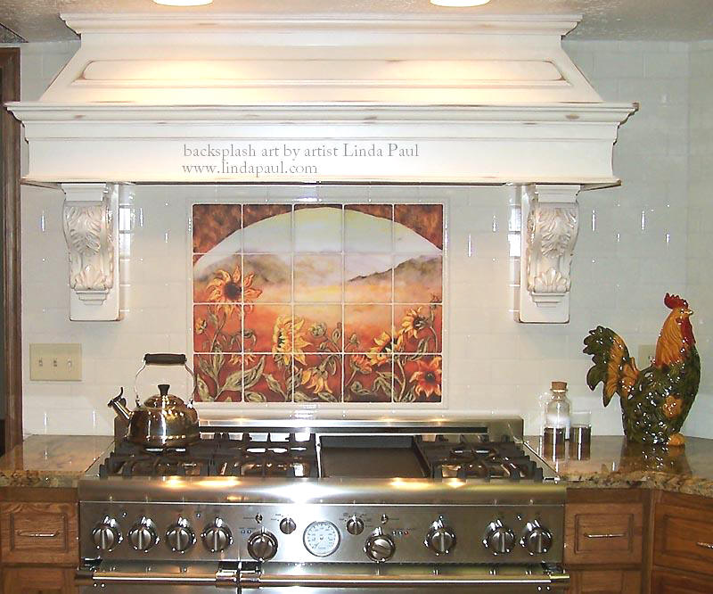 Sunflower Kitchen Tile Murals Western Backsplash of Sunflowers