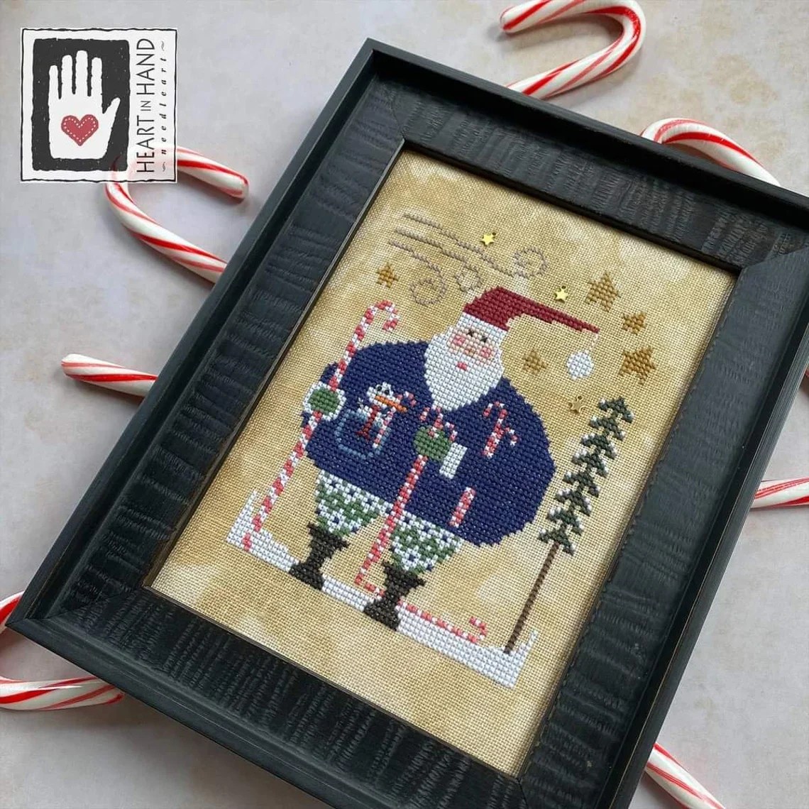 Wee Santa 2020 Heart in Hand Cross Stitch Pattern Lindy Stitches
