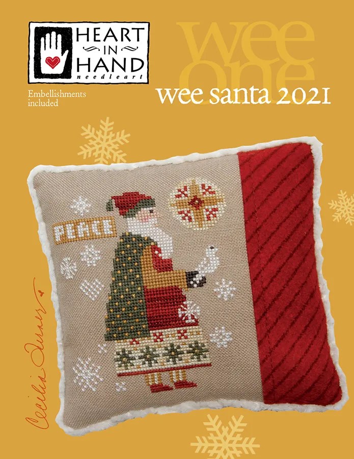 Wee Santa 2021 Heart in Hand Cross Stitch Pattern Lindy Stitches