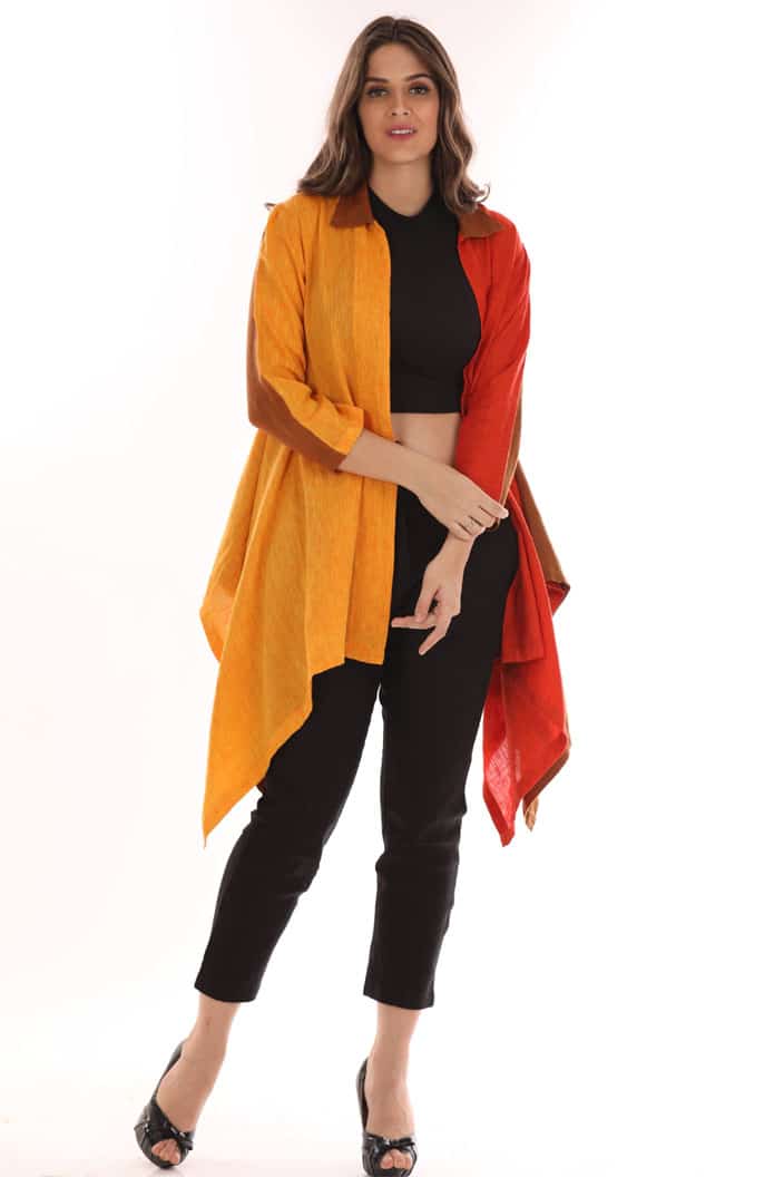 Linen Color Blocked Shrug for Women Linencut