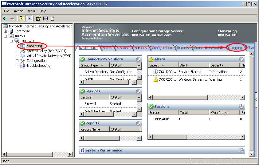 Getting started with Microsoft ISA Server 2006, Part 10 Logging