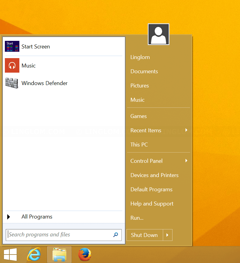 Classic Shell Start menu and other Windows.