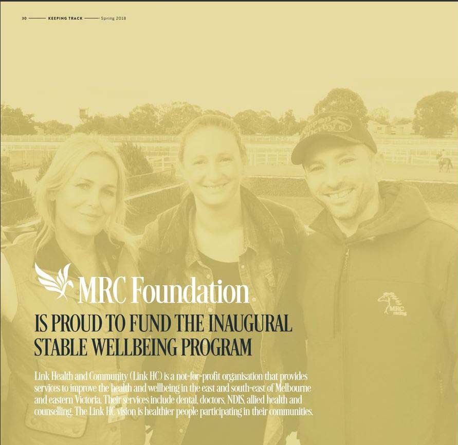 Stable Wellbeing Program_Melbourne Racing. Image Link Health and
