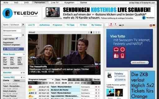 Fernsehprogramm heute Abend mit teleboy.ch Linkorama.ch