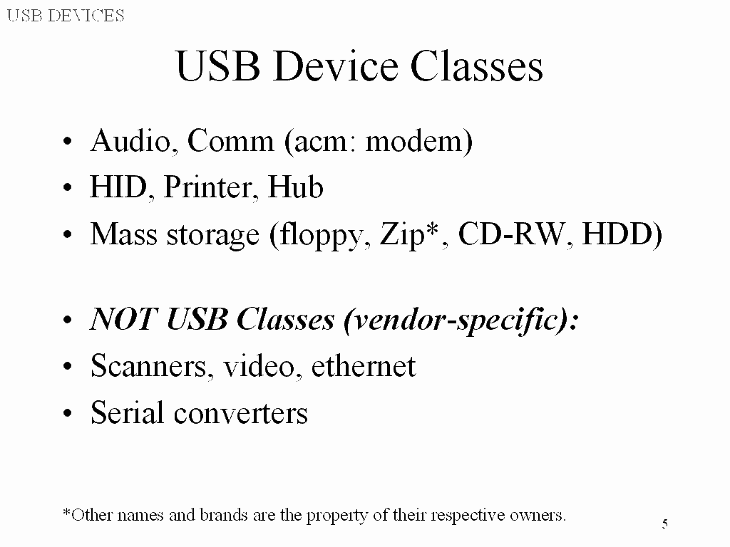 USB Device Classes