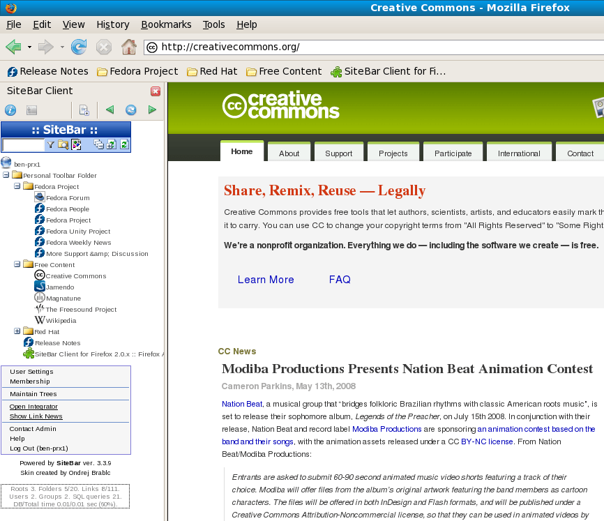 Syncing multiple users' bookmarks with SiteBar
