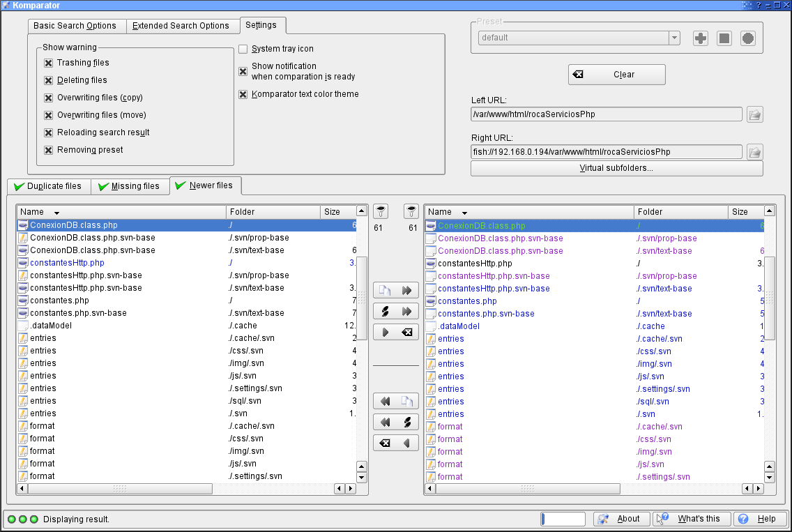 Synchronize directories with Komparator and KDiff3